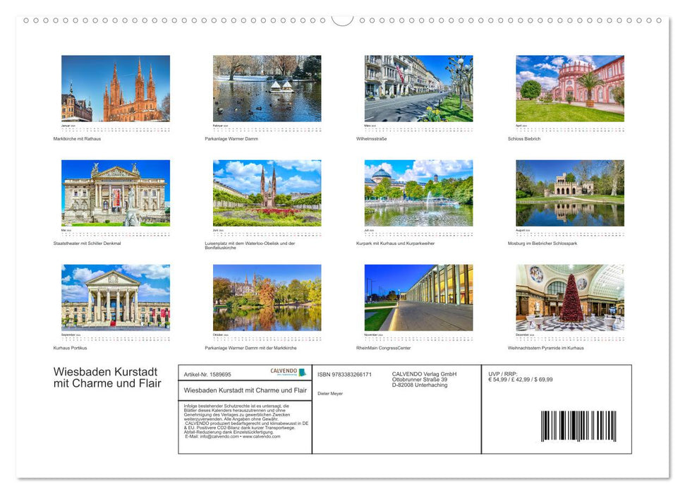 Wiesbaden Kurstadt mit Charme und Flair (CALVENDO Wandkalender 2024)