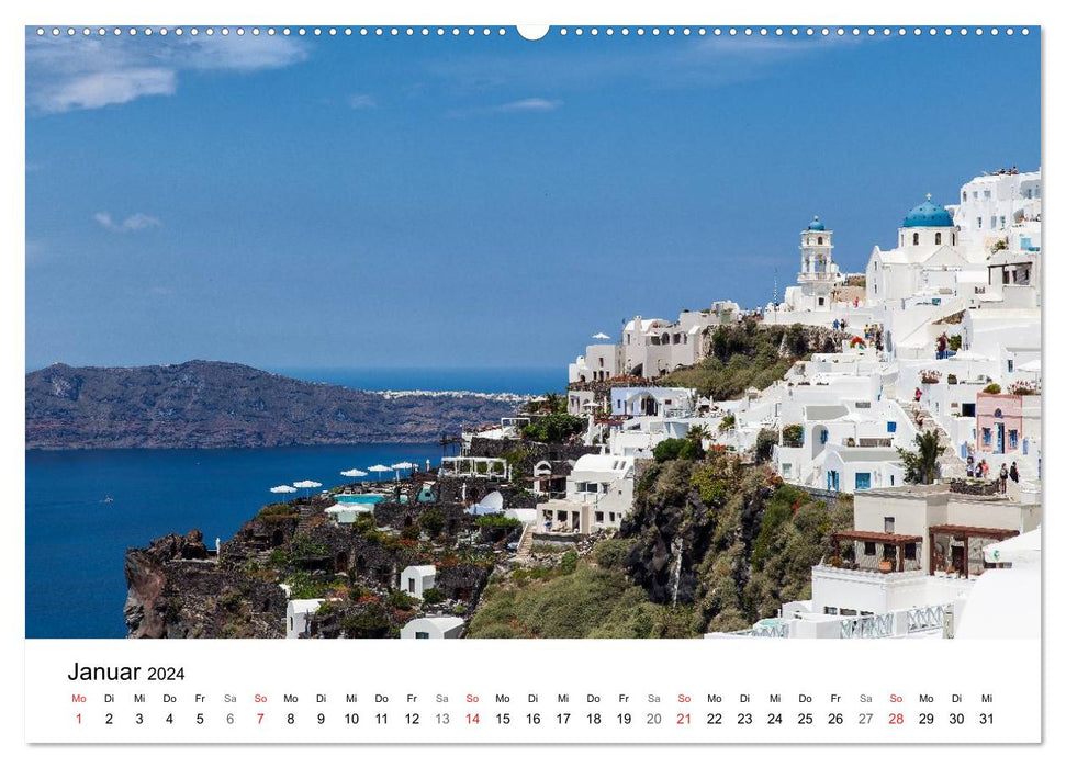 Santorini - Am Krater des Vulkans (CALVENDO Wandkalender 2024)