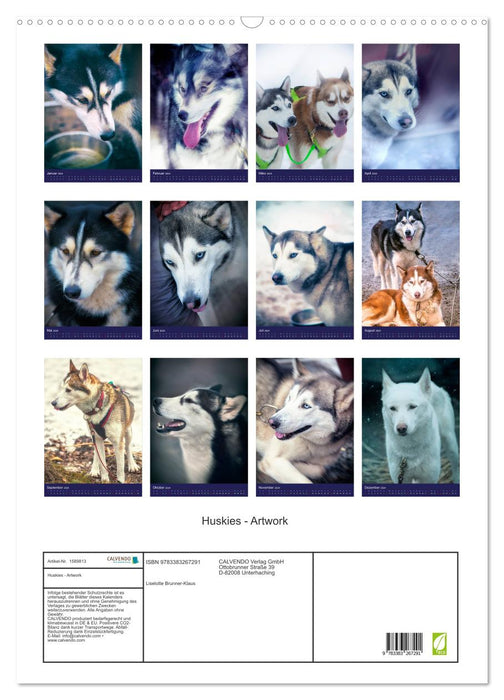 Huskies - Artwork (CALVENDO Wandkalender 2024)