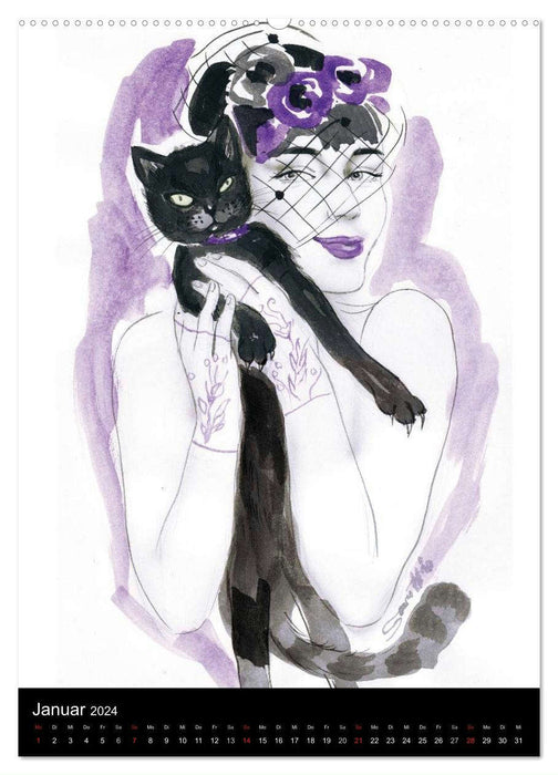 Burlesque Love Cats Katzen (CALVENDO Premium Wandkalender 2024)