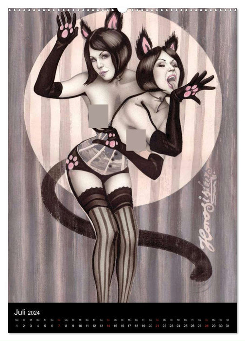 Burlesque Love Cats Katzen (CALVENDO Premium Wandkalender 2024)