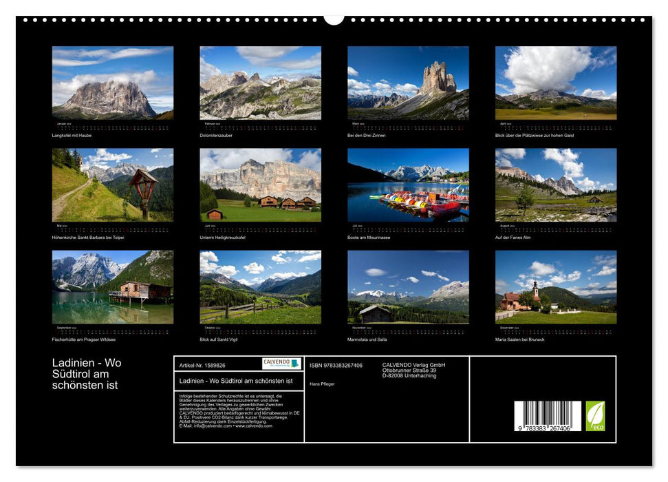 Ladinien - Wo Südtirol am schönsten ist (CALVENDO Premium Wandkalender 2024)