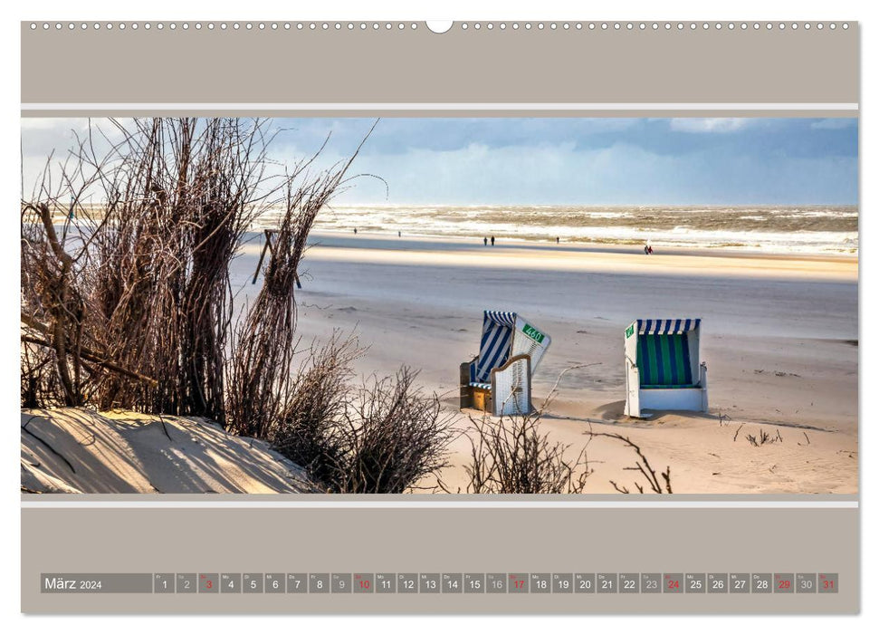 Strandblicke Borkum und Norderney (CALVENDO Premium Wandkalender 2024)