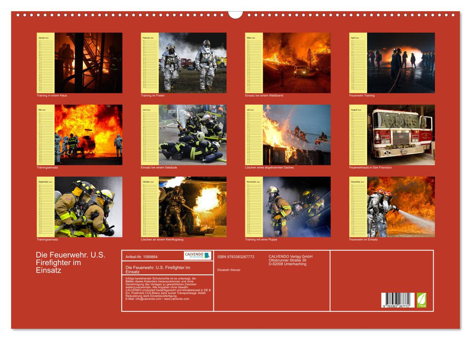 Die Feuerwehr. U.S. Firefighter im Einsatz (CALVENDO Wandkalender 2024)