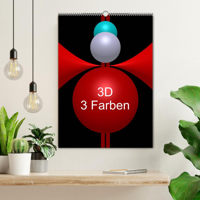 3D - 3 Farben (CALVENDO Wandkalender 2024)