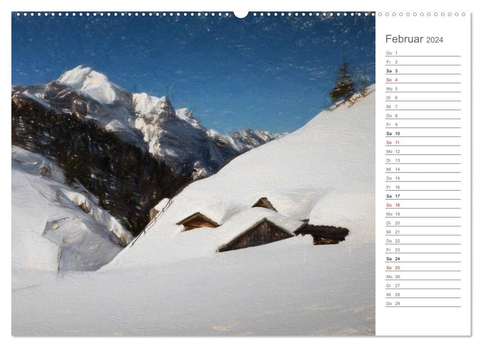 Paysages artistiques - Tyrol du Sud peint (calendrier mural CALVENDO 2024) 