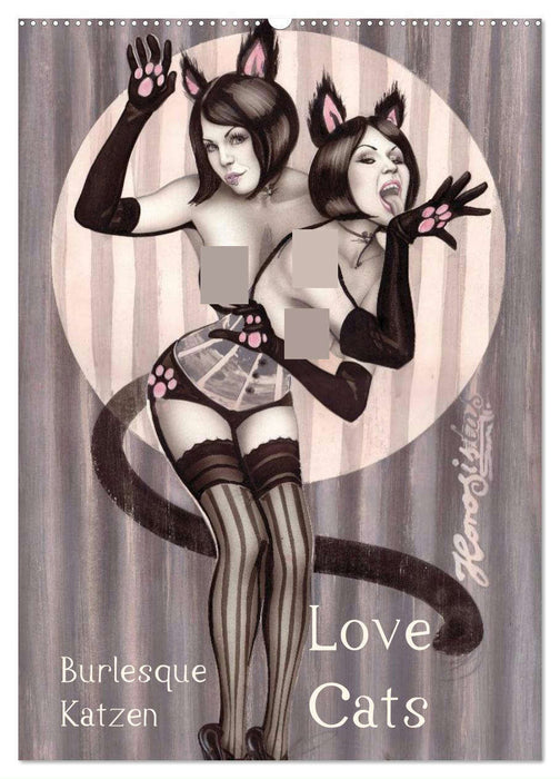Burlesque Love Cats Chats (Calendrier mural CALVENDO 2024) 
