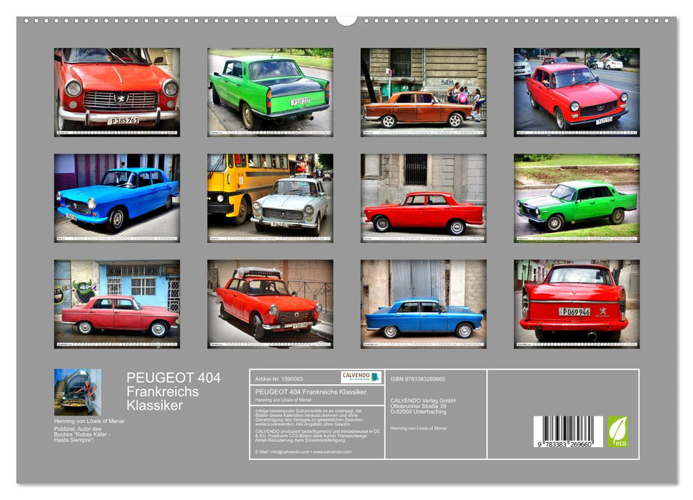 PEUGEOT 404 - Le classique français (Calendrier mural CALVENDO Premium 2024) 