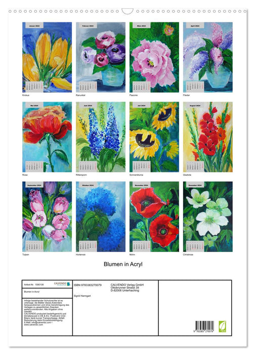 Blumen in Acryl (CALVENDO Wandkalender 2024)