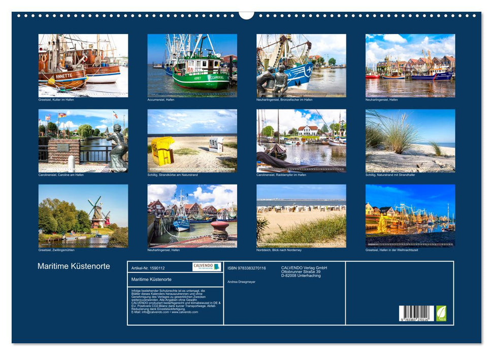 Maritime coastal towns - from Greetsiel, via Neuharlingersiel to Schillig (CALVENDO wall calendar 2024) 