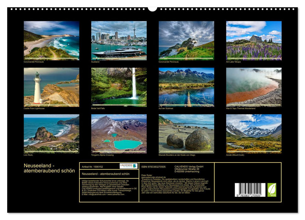 Nouvelle-Zélande - d'une beauté à couper le souffle (Calvendo Premium Wall Calendar 2024) 