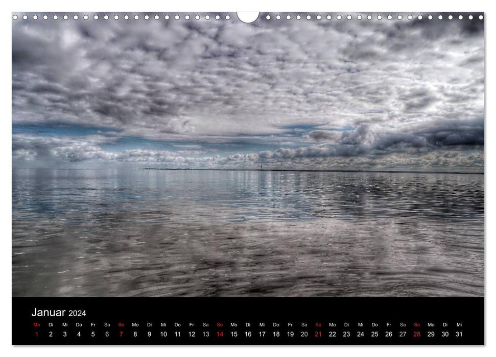 Zeit für... Insel Neuwerk - Himmel, Deiche, Watt und Meer (CALVENDO Wandkalender 2024)