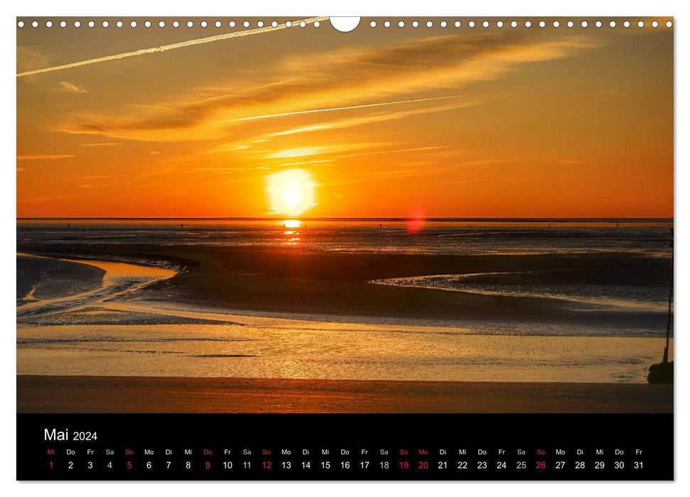 Zeit für... Insel Neuwerk - Himmel, Deiche, Watt und Meer (CALVENDO Wandkalender 2024)