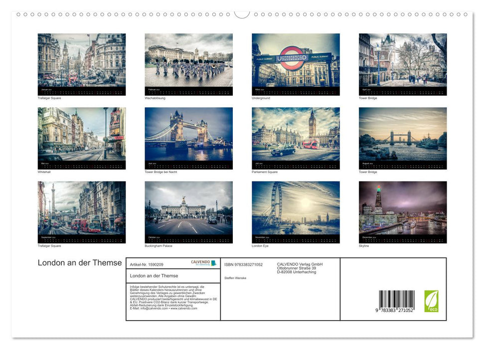 London an der Themse (CALVENDO Premium Wandkalender 2024)