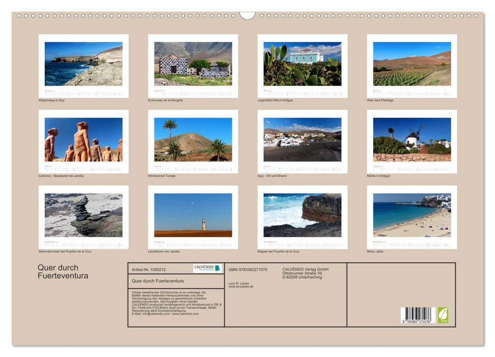 Quer durch Fuerteventura (CALVENDO Wandkalender 2024)