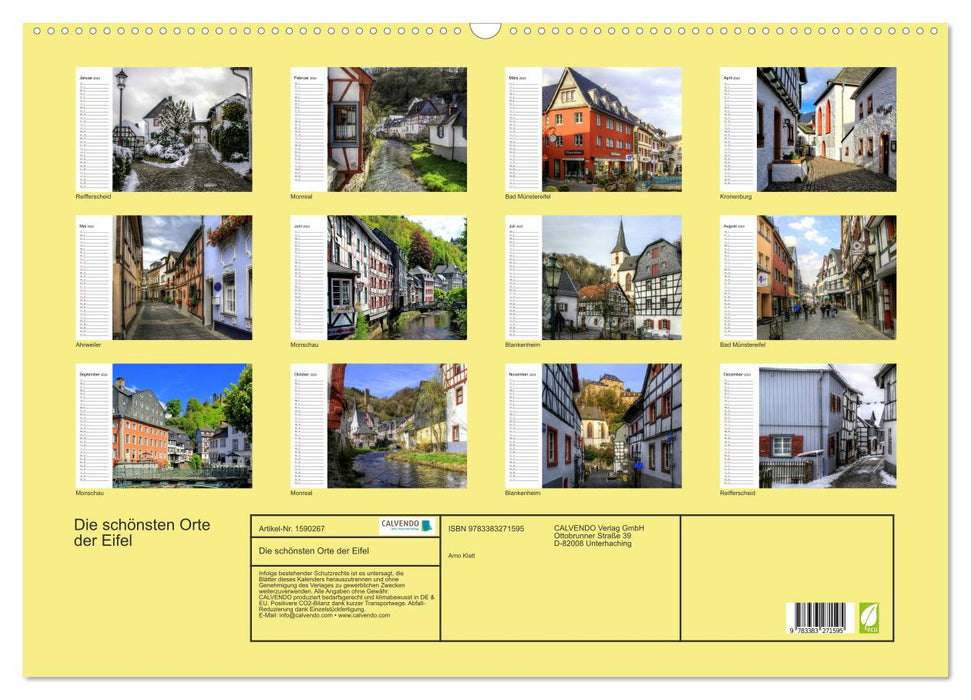 The most beautiful places in the Eifel (CALVENDO wall calendar 2024) 