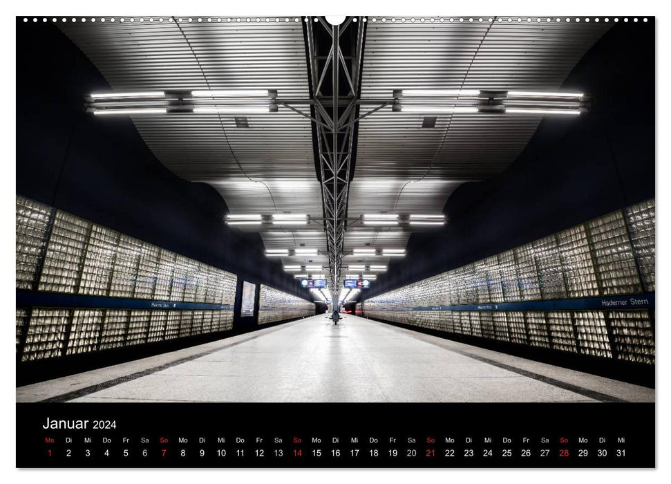 MetroMUC, Stationen im Untergrund Münchens (CALVENDO Premium Wandkalender 2024)