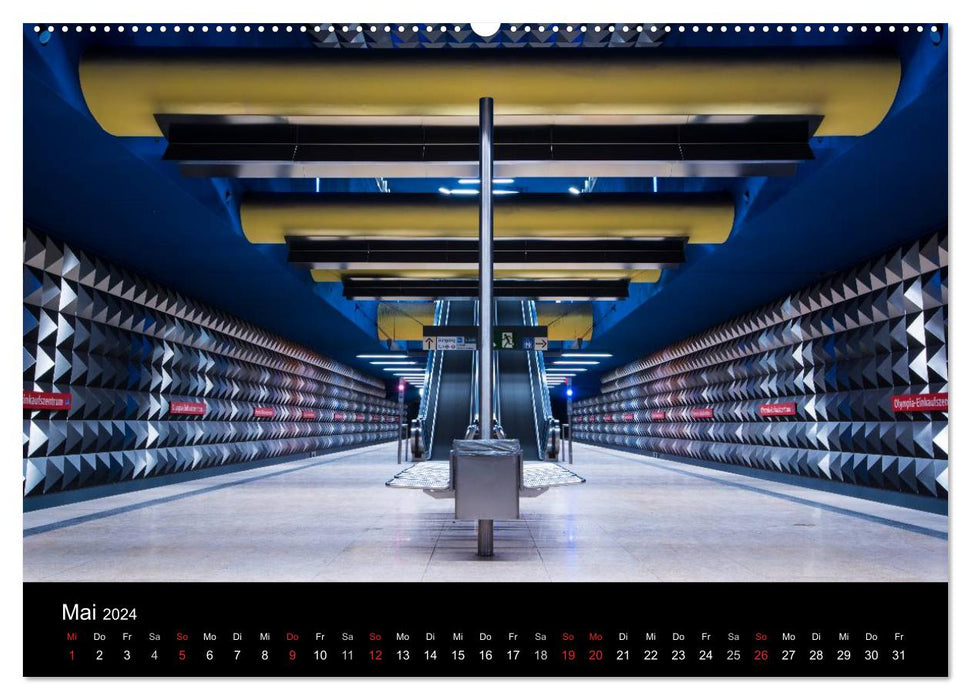 MetroMUC, Stationen im Untergrund Münchens (CALVENDO Premium Wandkalender 2024)