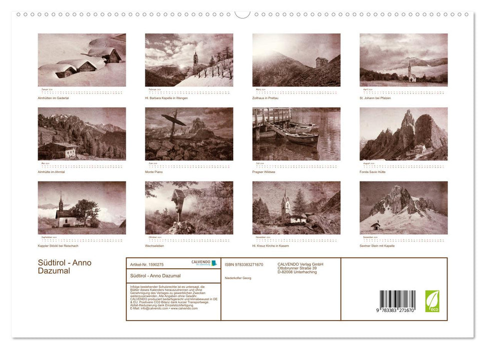 Südtirol - Anno Dazumal (CALVENDO Premium Wandkalender 2024)