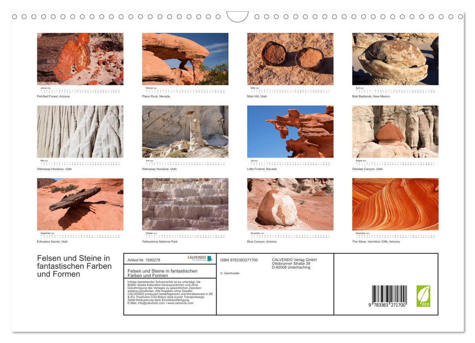 Rocks and stones in fantastic colors and shapes (CALVENDO wall calendar 2024) 