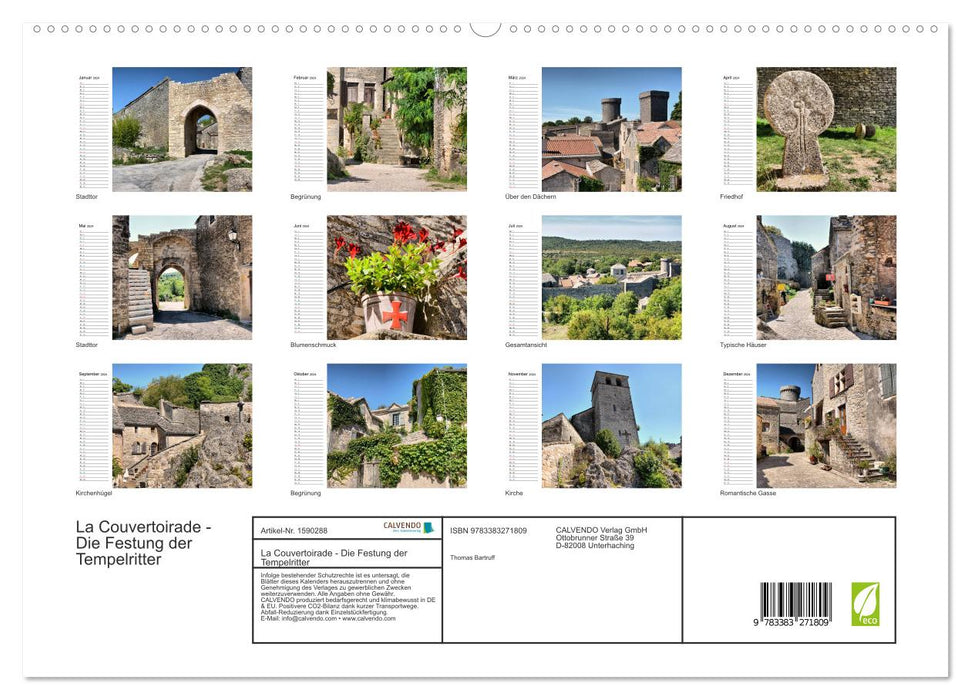 La Couvertoirade - the fortress of the Knights Templar (CALVENDO Premium Wall Calendar 2024) 