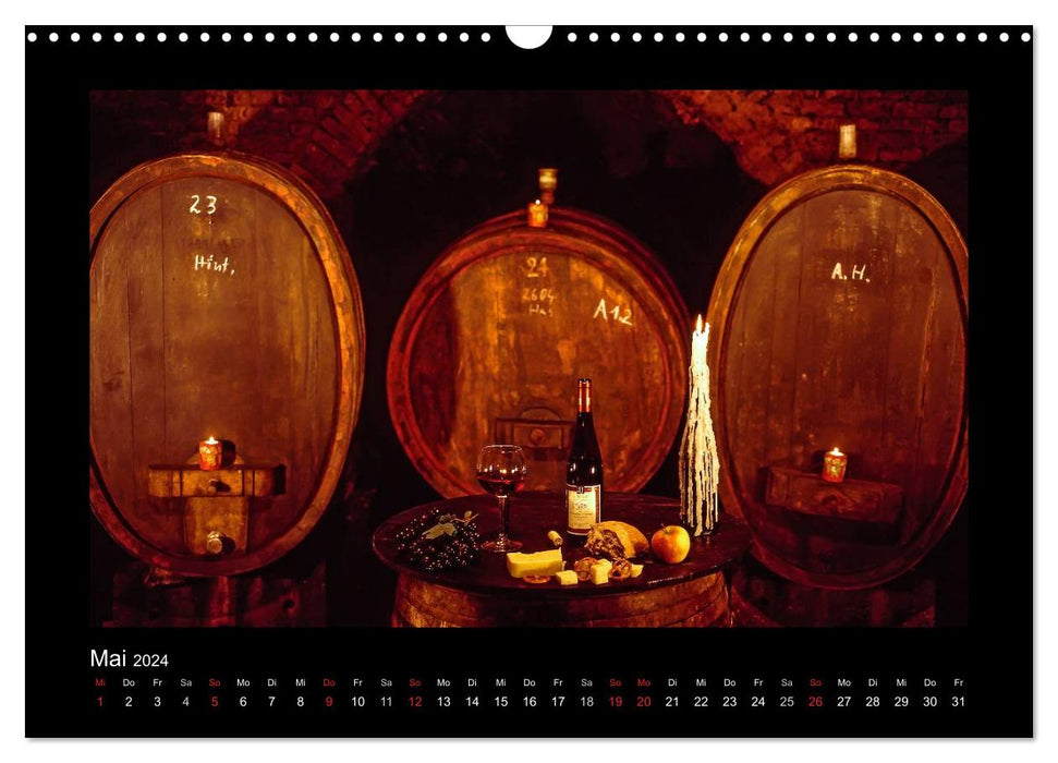 Wine - vines, vineyards and historic wine cellars (CALVENDO wall calendar 2024) 