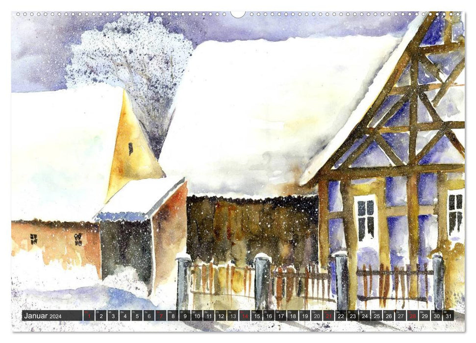 Picturesque village views in watercolor (CALVENDO Premium Wall Calendar 2024) 