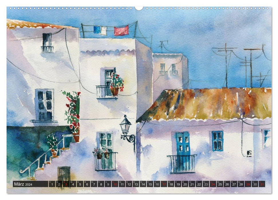 Picturesque village views in watercolor (CALVENDO Premium Wall Calendar 2024) 