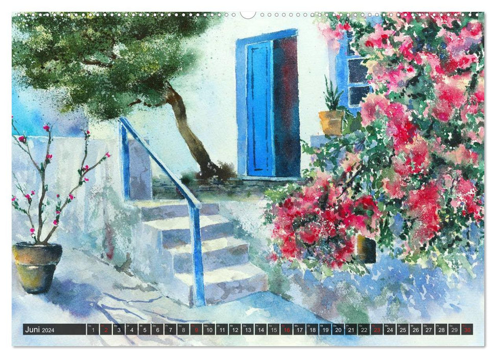Vues pittoresques du village à l'aquarelle (Calendrier mural CALVENDO Premium 2024) 
