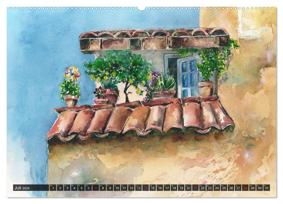 Malerische Dorfansichten in Aquarell (CALVENDO Premium Wandkalender 2024)