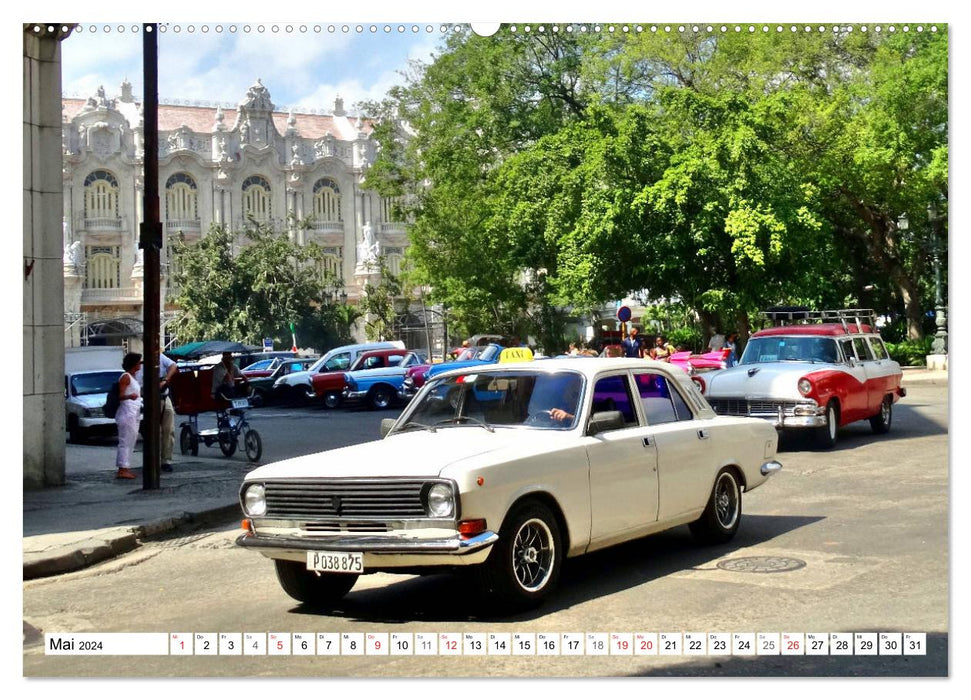 Légende automobile Volga - Une voiture classique de l'URSS à Cuba (calendrier mural CALVENDO 2024) 