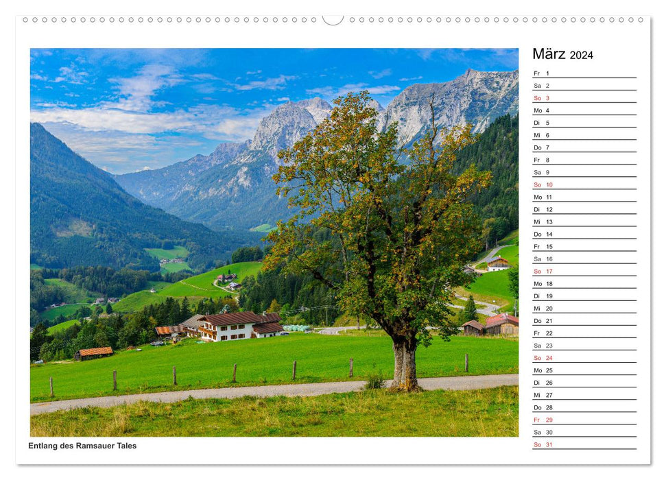 Bonjour au village alpin de Ramsau (calendrier mural CALVENDO 2024) 