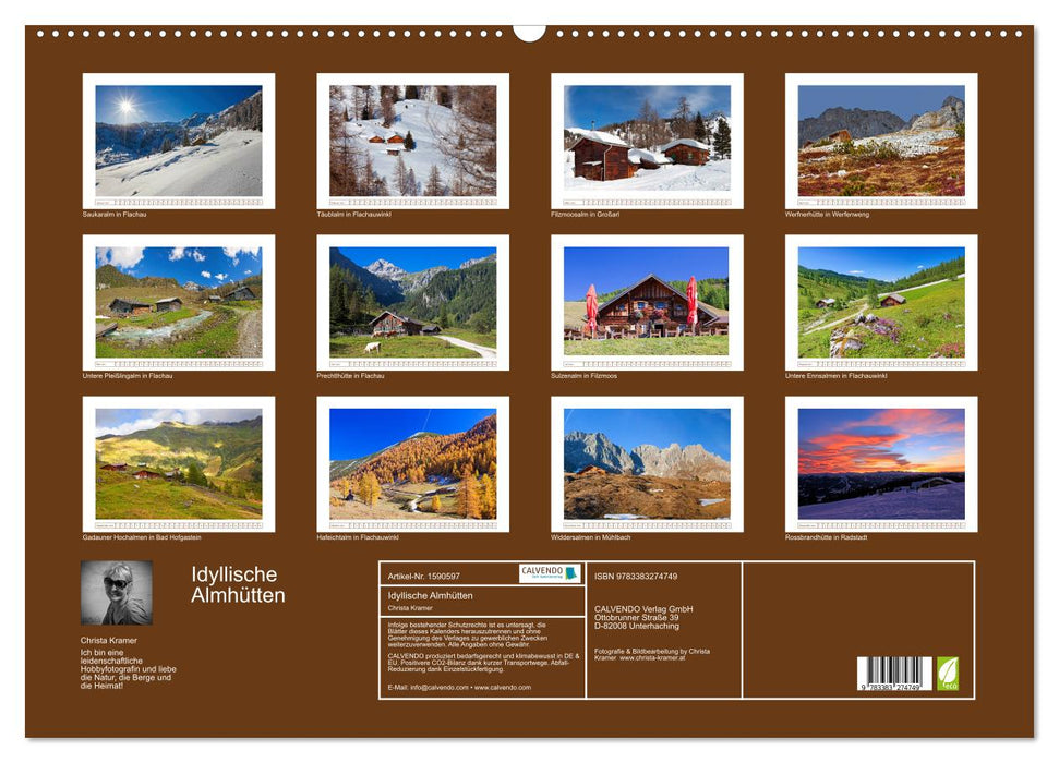 Refuges alpins idylliques (calendrier mural CALVENDO 2024) 