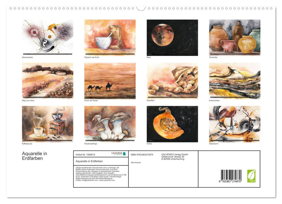 Aquarelles aux couleurs de la terre (Calendrier mural CALVENDO Premium 2024) 