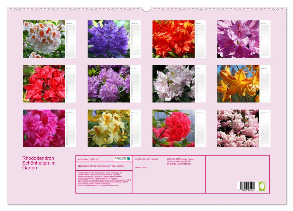 Rhododendron Schönheiten im Garten (CALVENDO Wandkalender 2024)