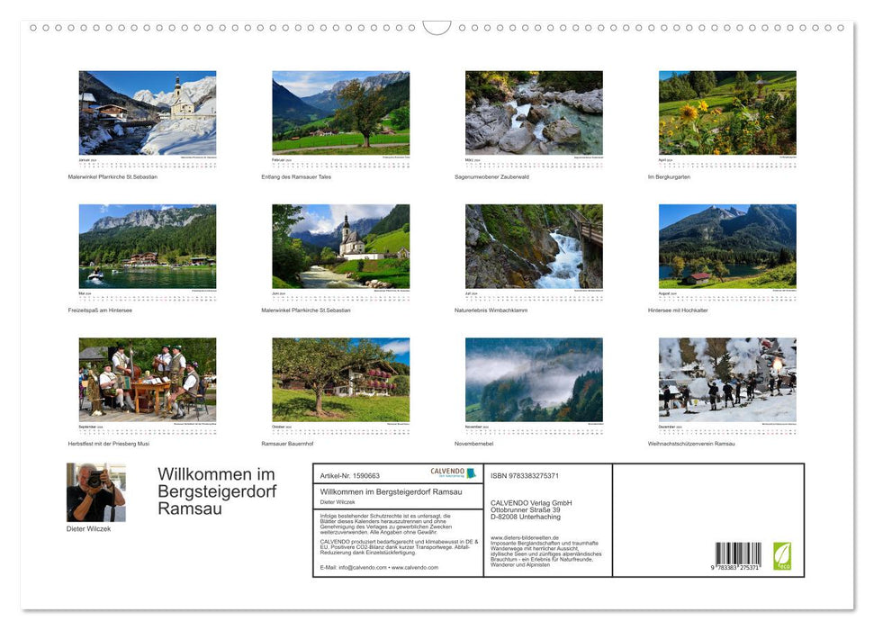 Bienvenue au village alpin de Ramsau (calendrier mural CALVENDO 2024) 