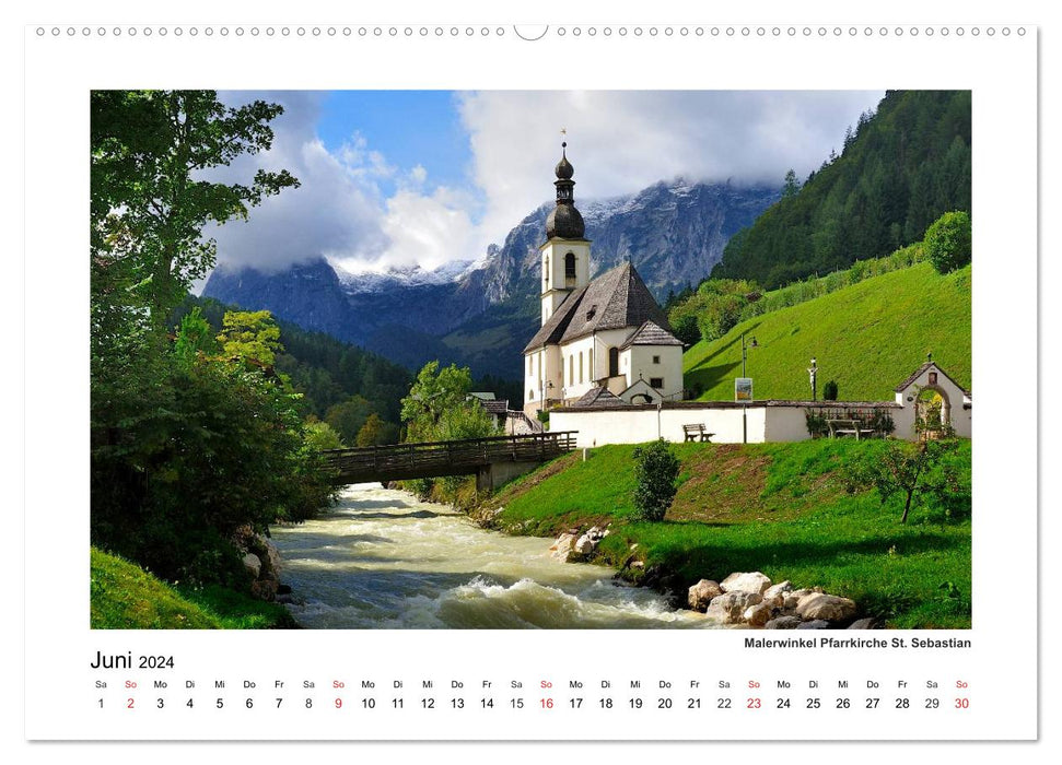 Bienvenue au village alpin de Ramsau (calendrier mural CALVENDO 2024) 