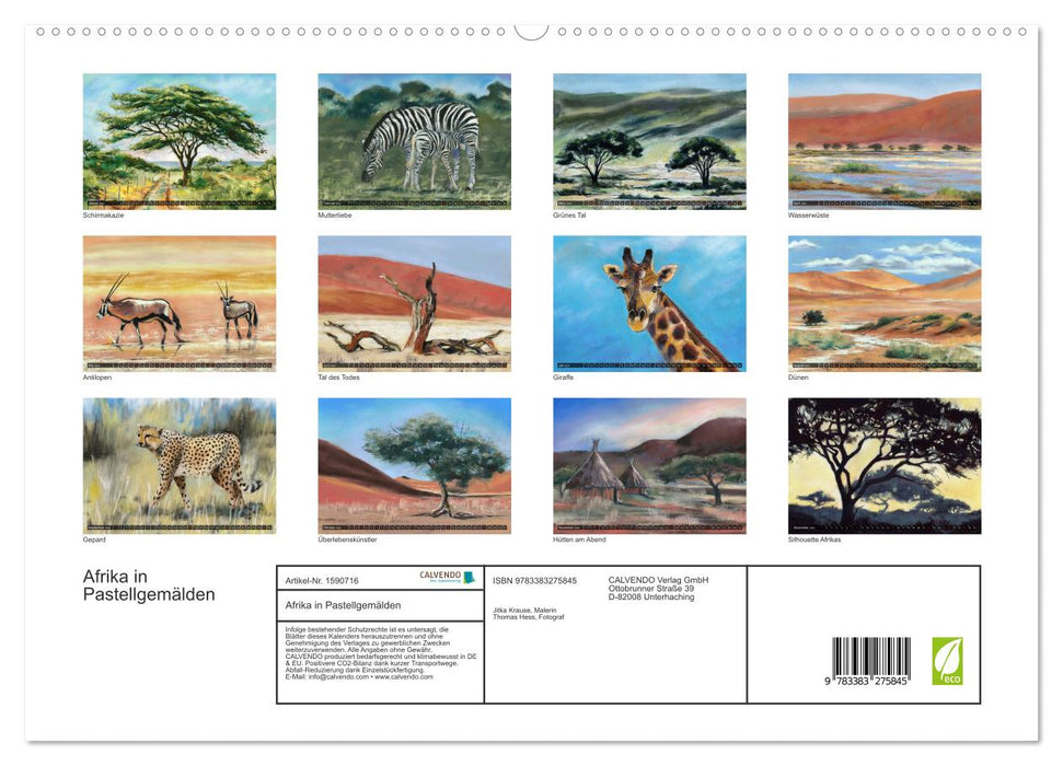 Afrika in Pastellgemälden (CALVENDO Premium Wandkalender 2024)