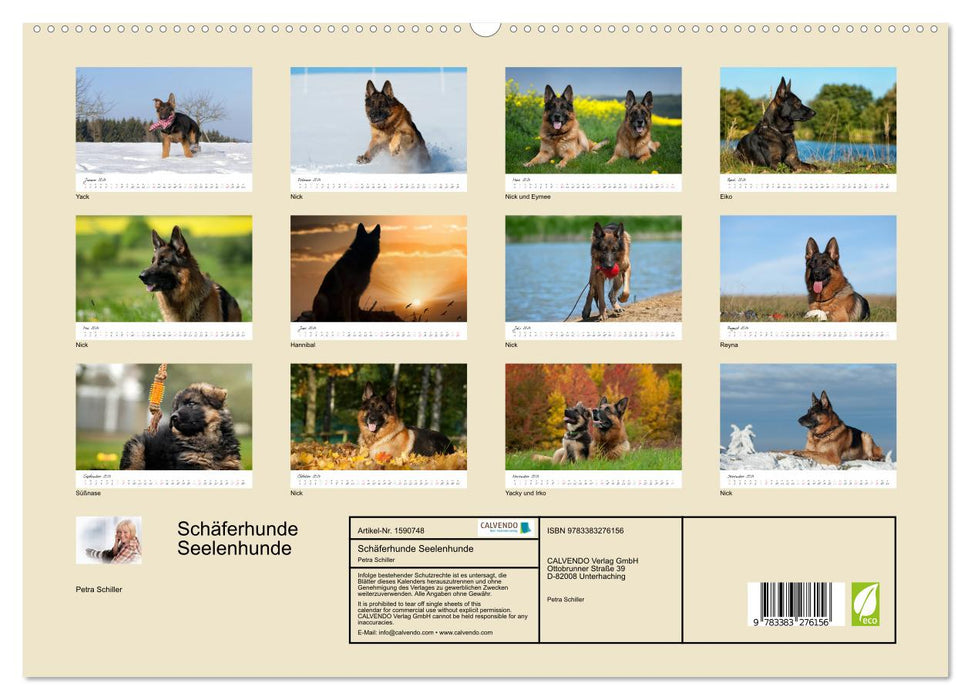 Schäferhunde Seelenhunde (CALVENDO Premium Wandkalender 2024)