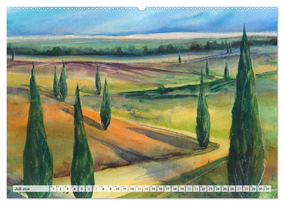 Arbres à l'aquarelle (Calendrier mural CALVENDO Premium 2024) 