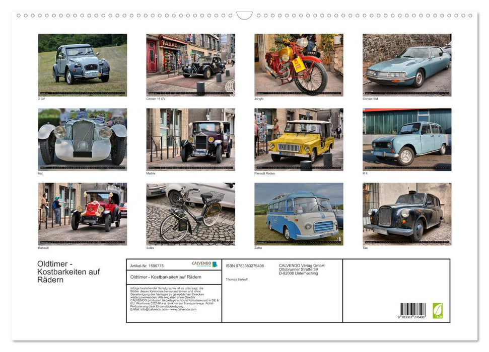 Vintage cars - treasures on wheels (CALVENDO wall calendar 2024) 
