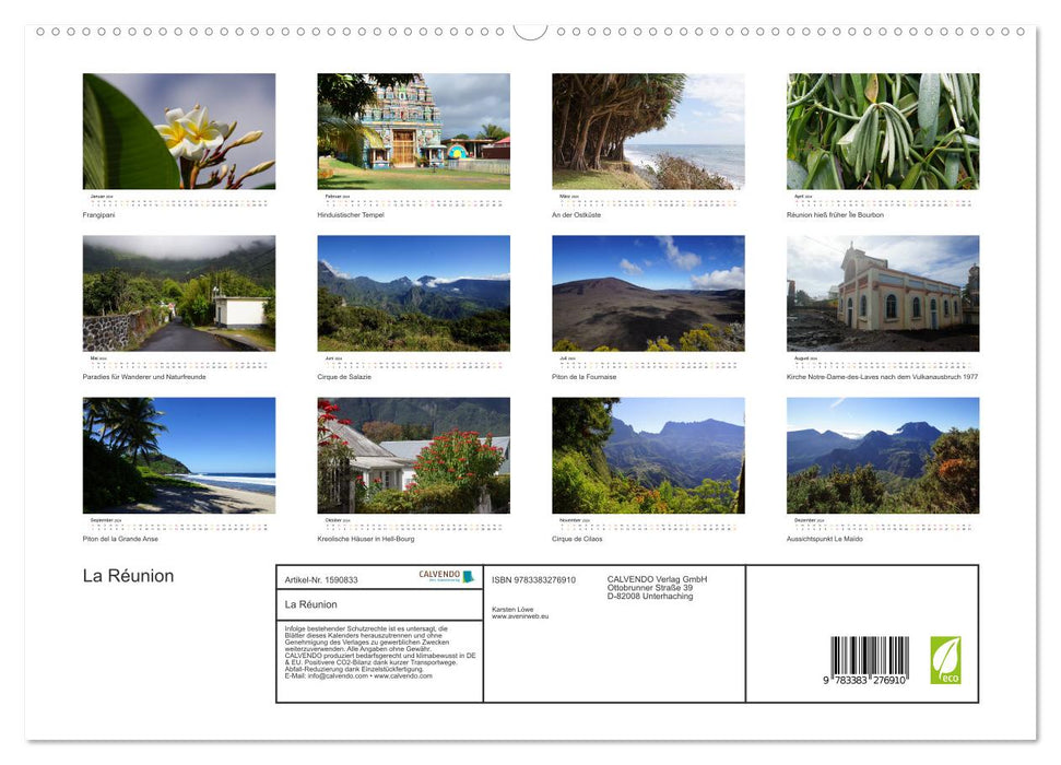 La Réunion - On the island of feelings (CALVENDO Premium Wall Calendar 2024) 