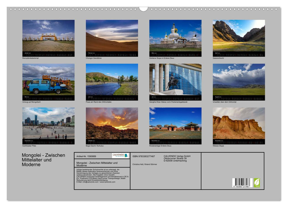Mongolei - Zwischen Mittelalter und Moderne (CALVENDO Wandkalender 2024)