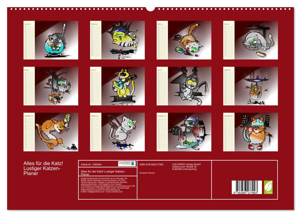 Everything for the cat! Funny cat planner (CALVENDO Premium Wall Calendar 2024) 