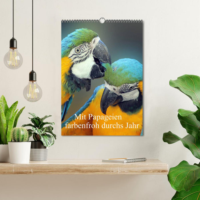 Colorful throughout the year with parrots (CALVENDO wall calendar 2024) 