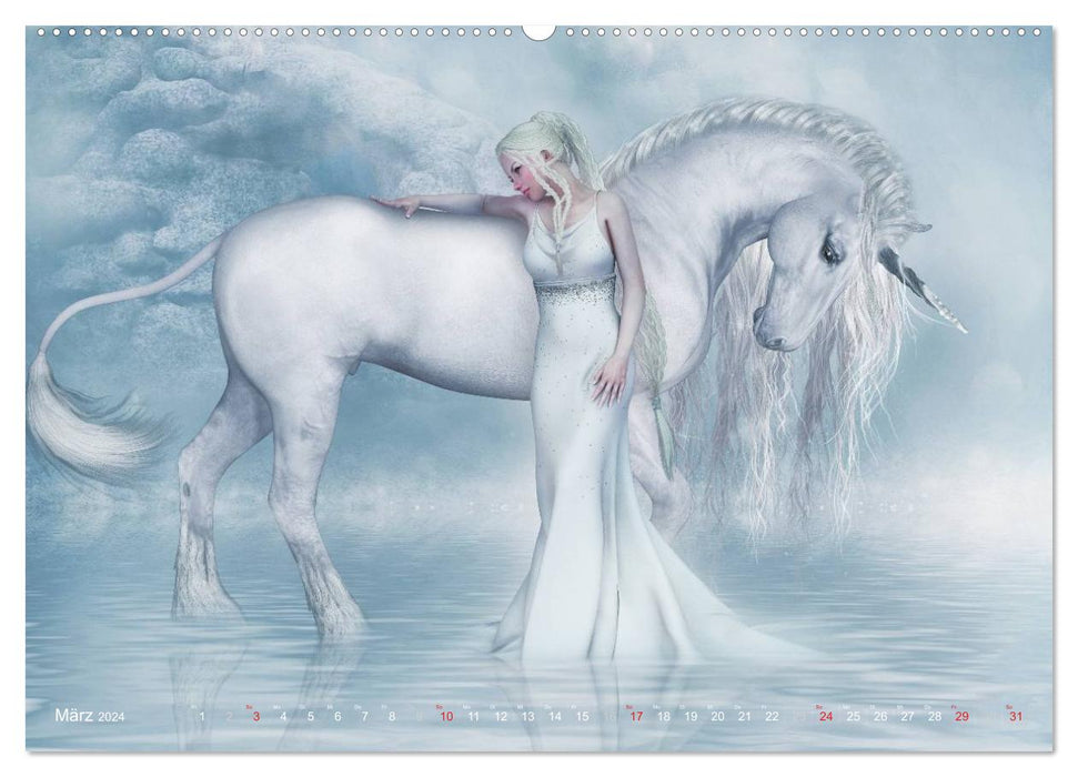 Licornes liées aux rêves (Calendrier mural CALVENDO 2024) 