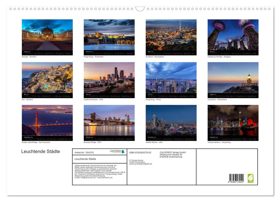 Luminous cities (CALVENDO wall calendar 2024) 