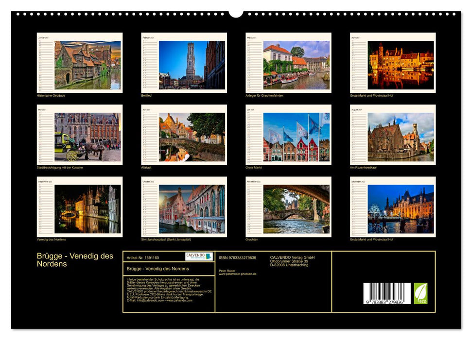 Bruges - Venise du Nord (Calvendo Premium Wall Calendar 2024) 