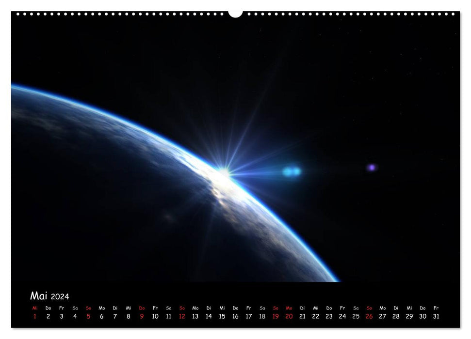 Un regard sur l'univers - les mondes numériques cglightNings (Calvendo Premium Wall Calendar 2024) 