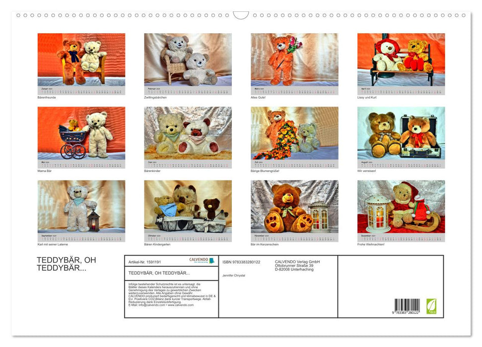 TEDDY BEAR, OH TEDDY BEAR... (CALVENDO wall calendar 2024) 